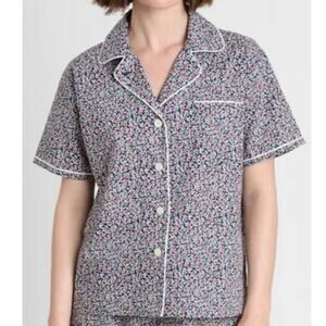 SLEEPY JONES Corita Navy Roses Pajama Top Shirt Floral - Sz Medium